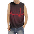 Red Heartbeat Print Men's Fitness Tank Top