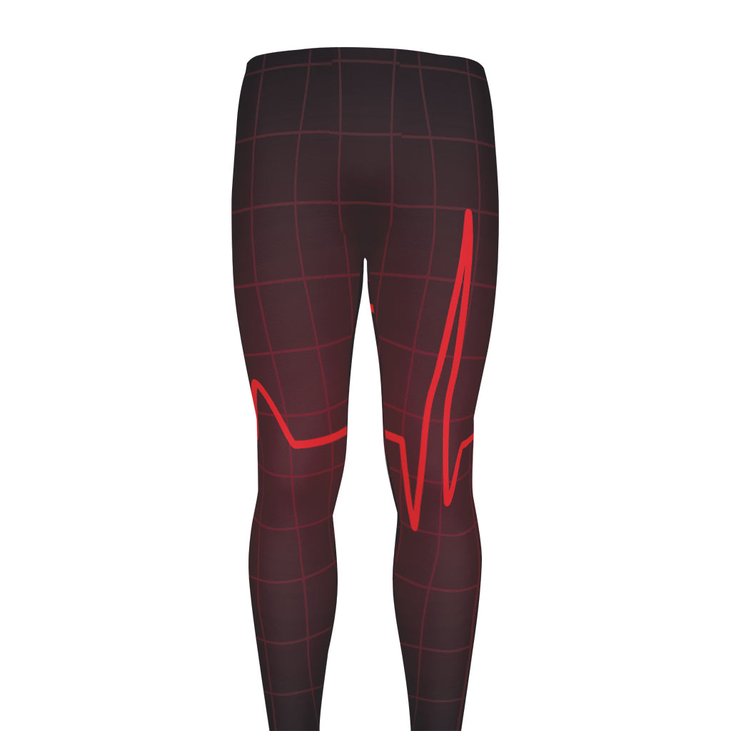 Red Heartbeat Print Men's leggings