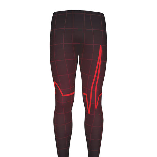 Red Heartbeat Print Men's leggings