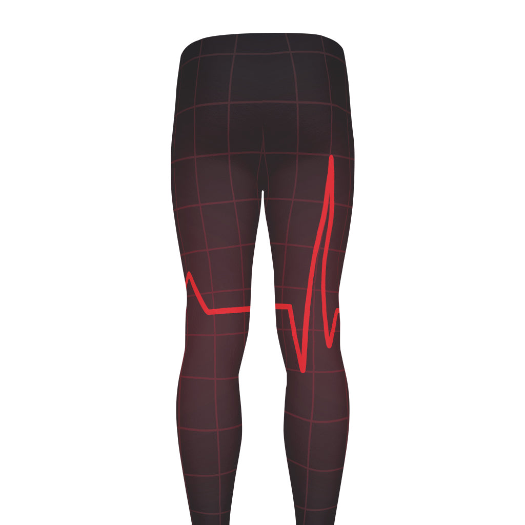 Red Heartbeat Print Men's leggings