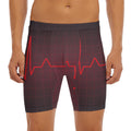 Red Heartbeat Print Men's Long Boxer Briefs