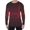 Red Heartbeat Print Men's Long Sleeve T-Shirt