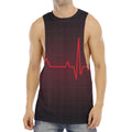 Red Heartbeat Print Men's Muscle Tank Top