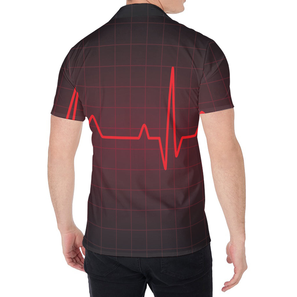 Red Heartbeat Print Men's Shirt
