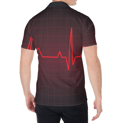 Red Heartbeat Print Men's Shirt