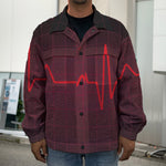 Red Heartbeat Print Men's Shirt Jacket