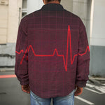 Red Heartbeat Print Men's Shirt Jacket