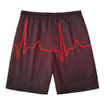 Red Heartbeat Print Men's Swim Trunks