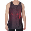 Red Heartbeat Print Men's Velvet Tank Top