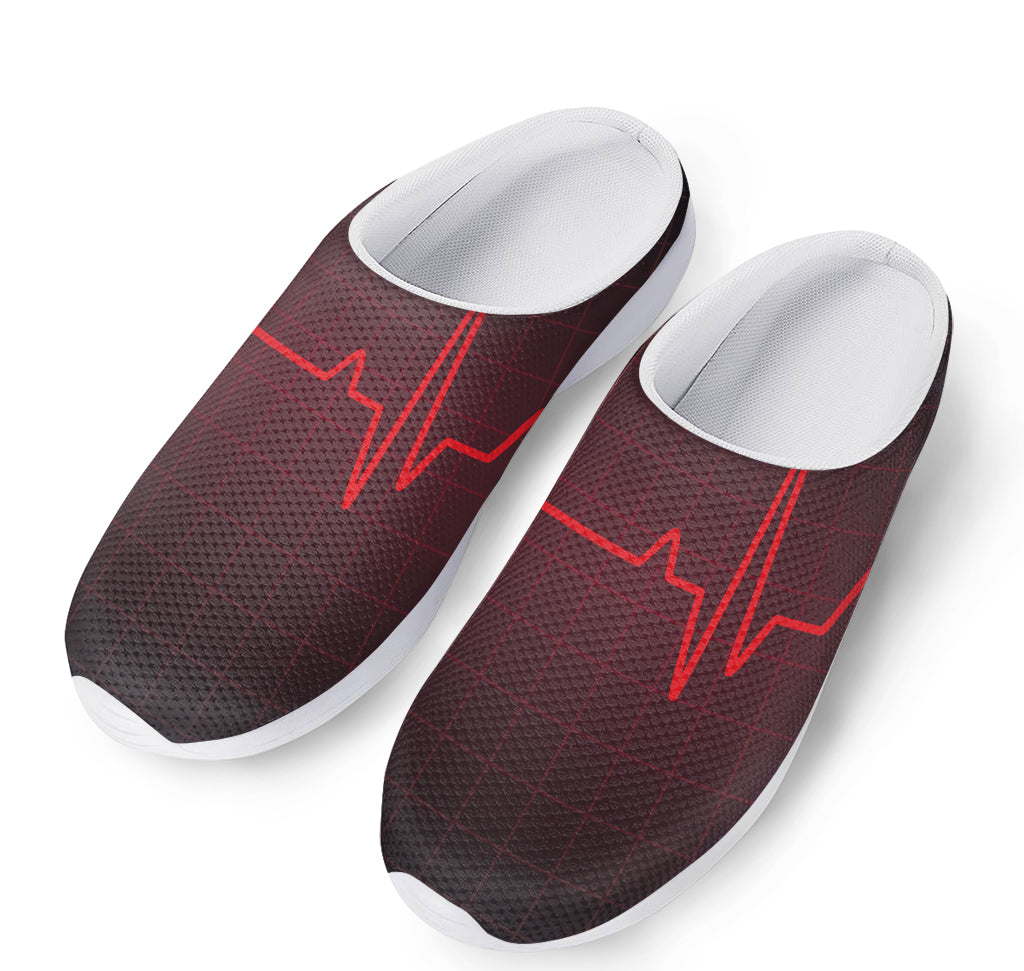Red Heartbeat Print Mesh Casual Shoes