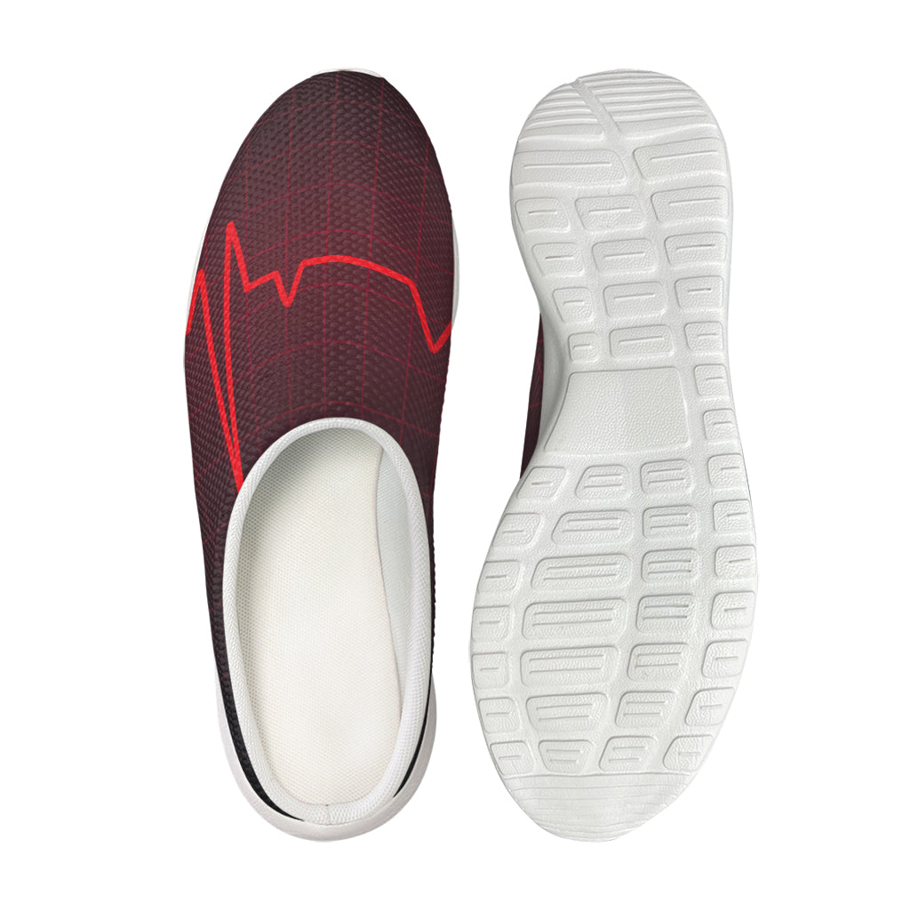Red Heartbeat Print Mesh Casual Shoes