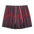Red Heartbeat Print Mesh Shorts