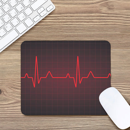 Red Heartbeat Print Mouse Pad