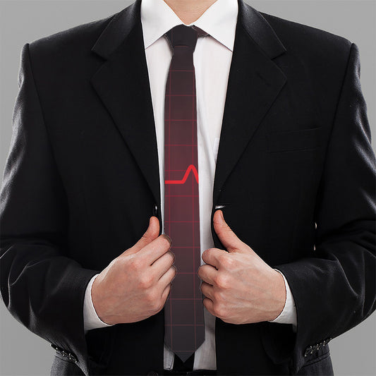 Red Heartbeat Print Necktie