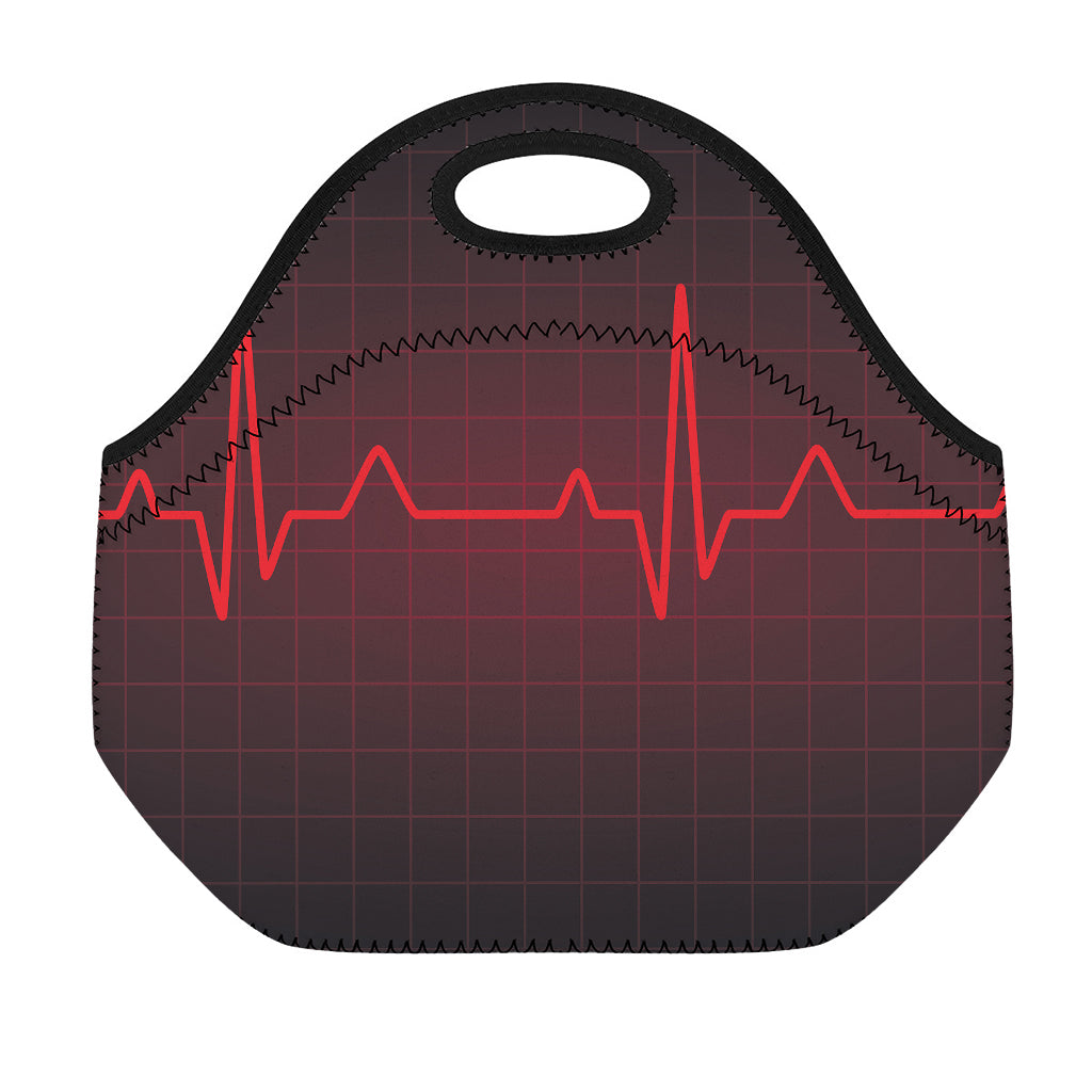 Red Heartbeat Print Neoprene Lunch Bag