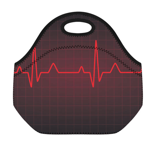 Red Heartbeat Print Neoprene Lunch Bag