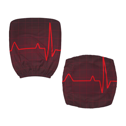 Red Heartbeat Print Office Chair Cover