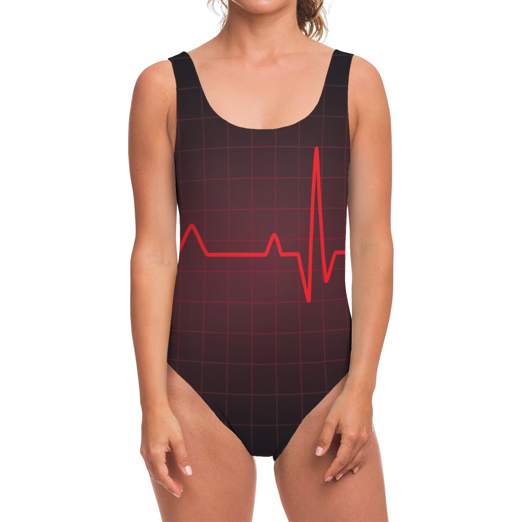Red Heartbeat Print One Piece Swimsuit