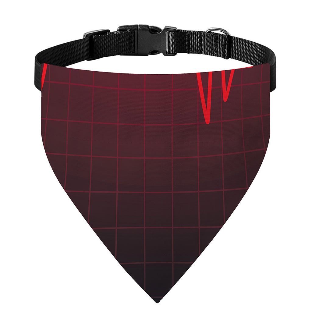 Red Heartbeat Print Over The Collar Dog Bandana