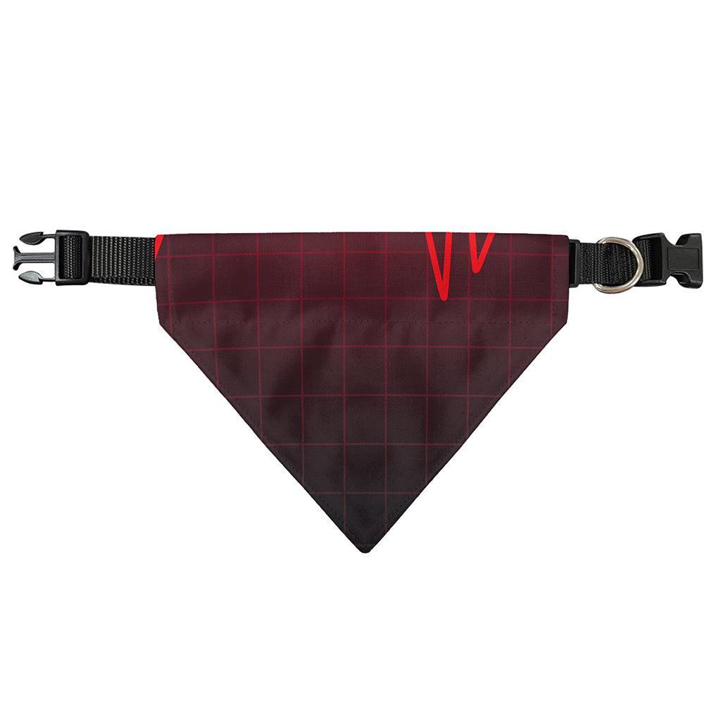 Red Heartbeat Print Over The Collar Dog Bandana