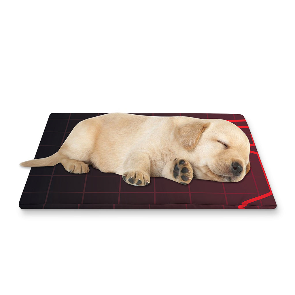Red Heartbeat Print Pet Cooling Mat Cover
