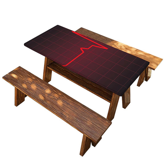 Red Heartbeat Print Picnic Table Cover