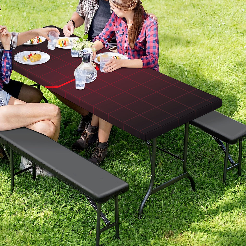 Red Heartbeat Print Picnic Table Cover