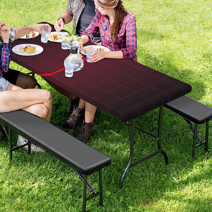 Red Heartbeat Print Picnic Table Cover