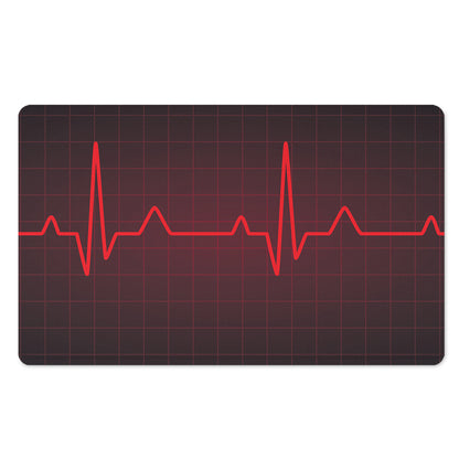 Red Heartbeat Print Polyester Doormat