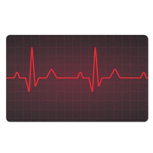Red Heartbeat Print Polyester Doormat