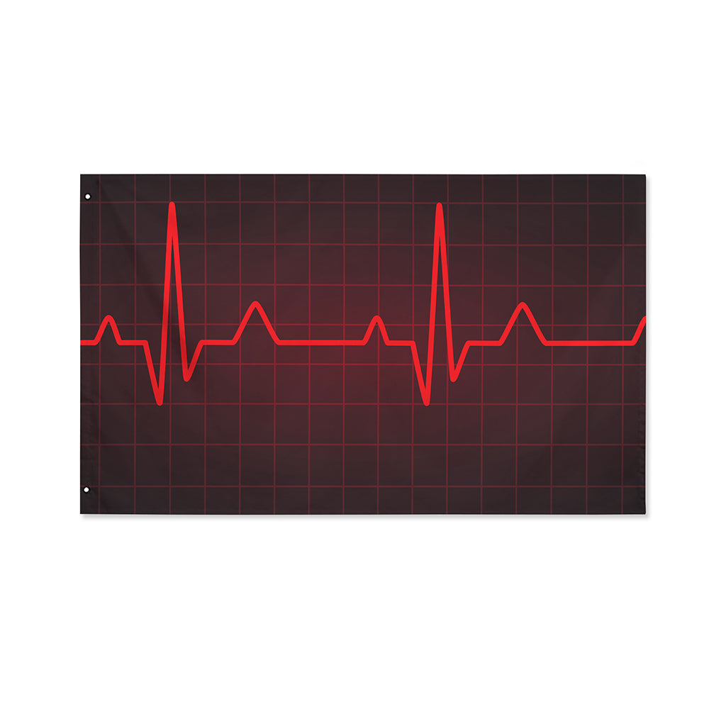 Red Heartbeat Print Polyester Flag