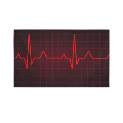 Red Heartbeat Print Polyester Flag