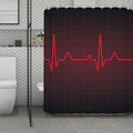 Red Heartbeat Print Polyester Shower Curtain