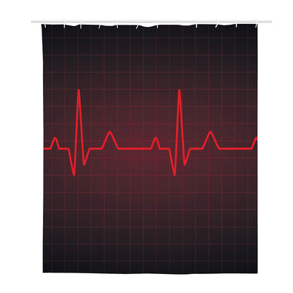 Red Heartbeat Print Polyester Shower Curtain