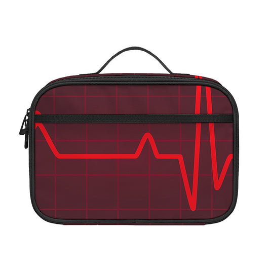 Red Heartbeat Print Portable Lunch Bag