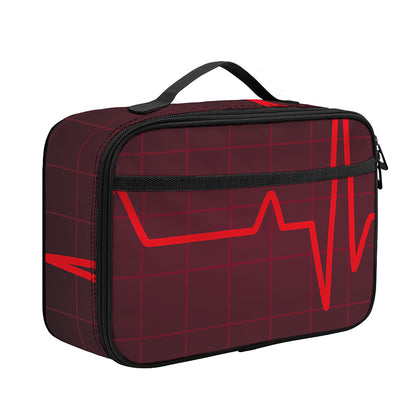 Red Heartbeat Print Portable Lunch Bag