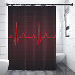 Red Heartbeat Print Premium Shower Curtain
