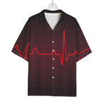 Red Heartbeat Print Rayon Hawaiian Shirt