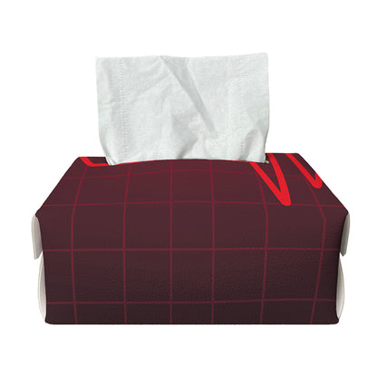 Red Heartbeat Print Rectangle Tissue Box Cover