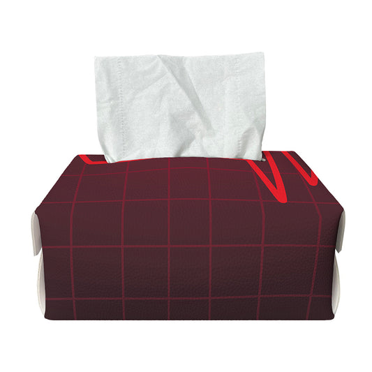 Red Heartbeat Print Rectangle Tissue Box Cover