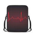 Red Heartbeat Print Rectangular Crossbody Bag