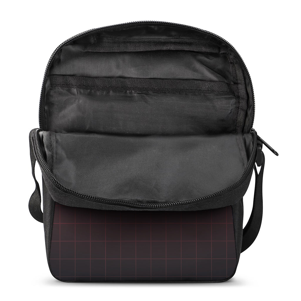 Red Heartbeat Print Rectangular Crossbody Bag