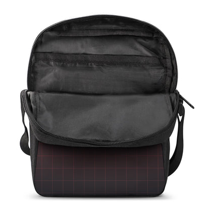 Red Heartbeat Print Rectangular Crossbody Bag