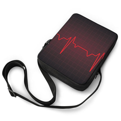 Red Heartbeat Print Rectangular Crossbody Bag