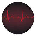 Red Heartbeat Print Round Floor Mat