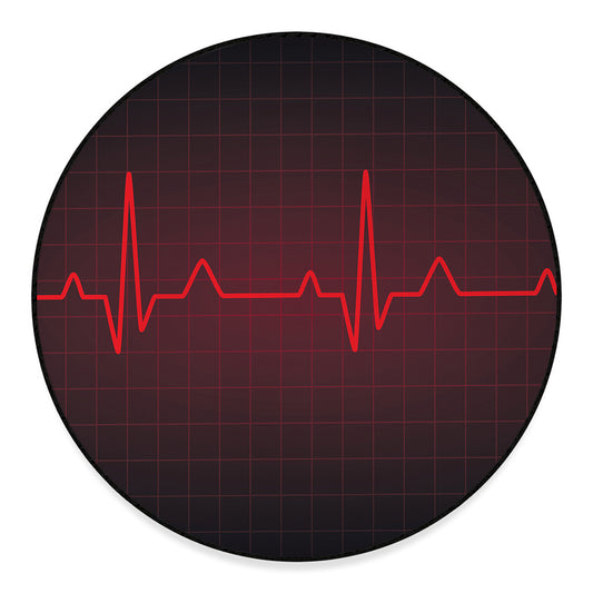 Red Heartbeat Print Round Floor Mat