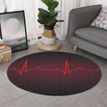 Red Heartbeat Print Round Rug
