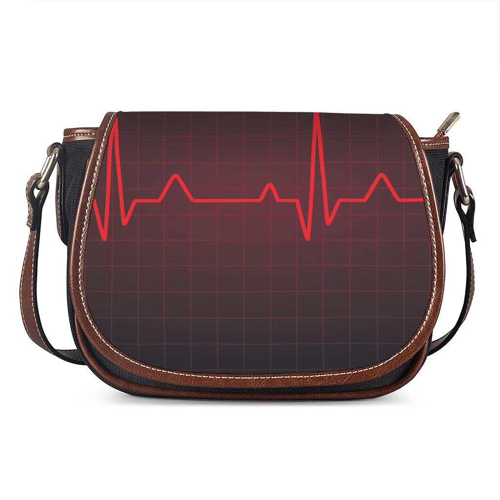 Red Heartbeat Print Saddle Bag