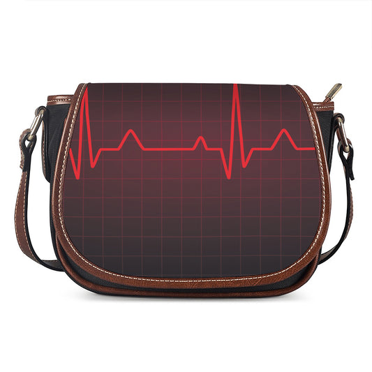 Red Heartbeat Print Saddle Bag