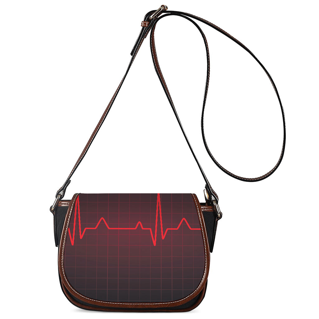 Red Heartbeat Print Saddle Bag